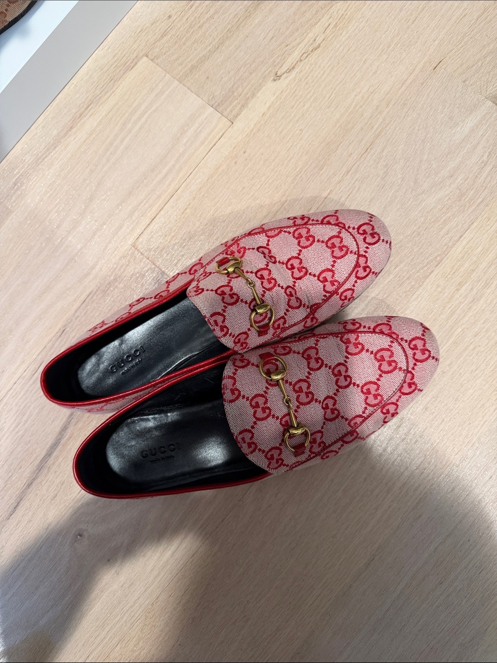 Gucci logo red jordaan loafer size 39.5 - Picture 3 of 8